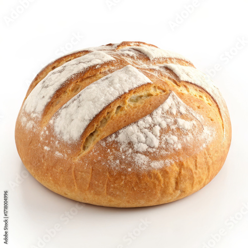Freshly Baked Bread Loaf on White Background