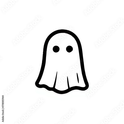 Simple Cartoon Ghost Icon Illustration on White

