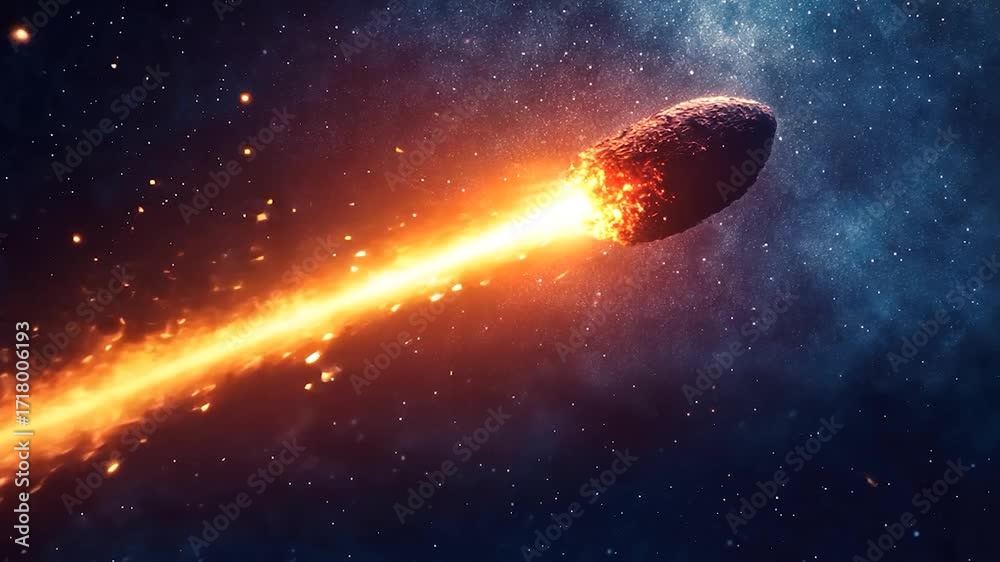 Fiery space rock burning through cosmos
