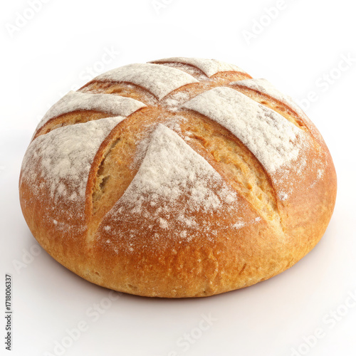 Freshly Baked Bread Loaf on White Background