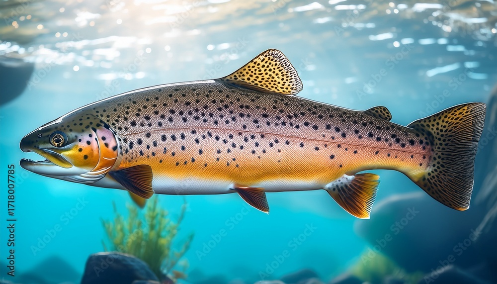 Fototapeta premium Beautiful Illustration Of A Speckled Trout Or Spotted Sea Trout Fish