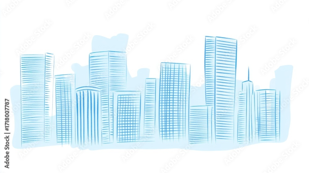 Fototapeta premium Cityscape drawing light blue
