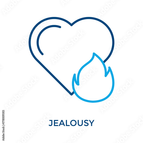 Jealousy Icon Outline Color Style. Vector Illustration For Graphic Design