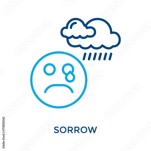 Sorrow Icon Outline Color Style. Vector Illustration For Graphic Design