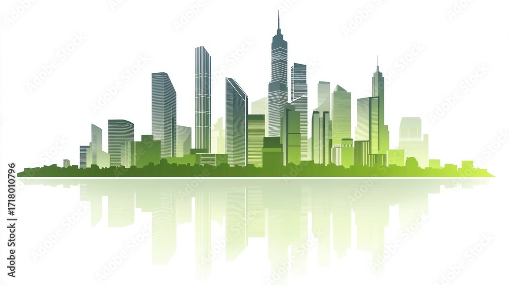 Fototapeta premium Green city skyline silhouette