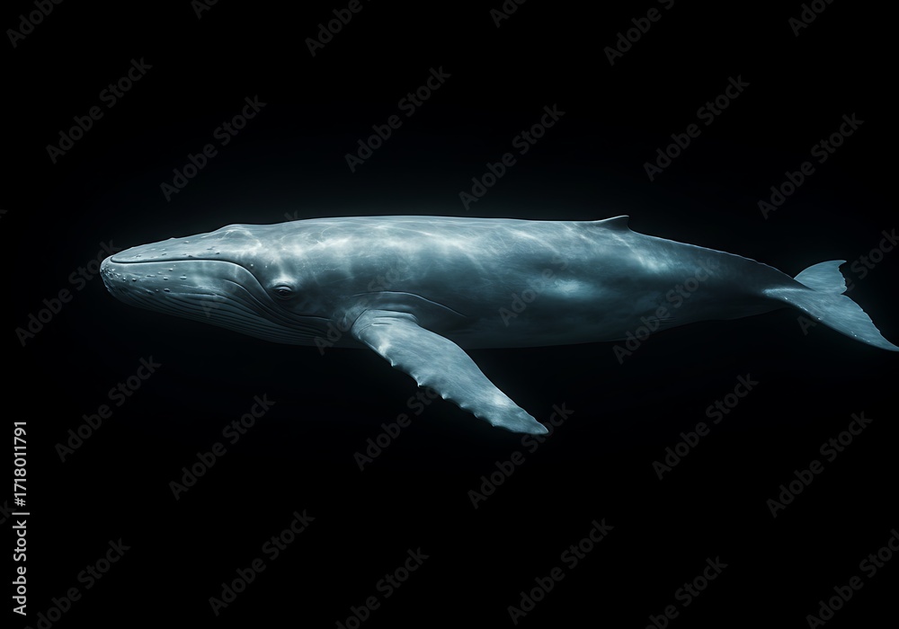 Fototapeta premium Whale underwater dark background