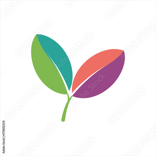 Vibrant Abstract Leaf Design with Multiple Colors Symbolizing Nature, Growth, and Harmony