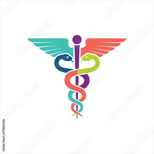 Colorful Caduceus Medical Symbol Design