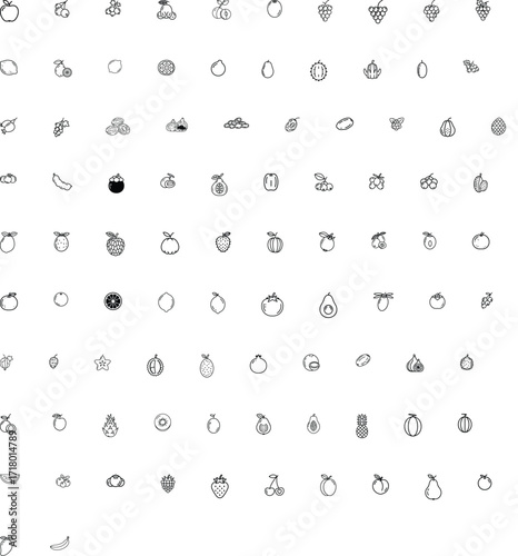 Minimal Hand-Drawn Fruit Icons Collection – Cute Doodle Vector Set