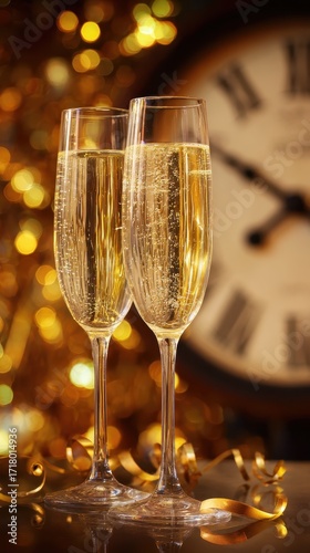 Champagne Toast - Celebrating New Years Eve with Sparkling Wine.