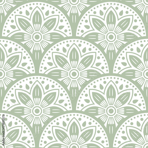 Monochrome abstract floral pattern, muted pastel colors, seamless vector illustration