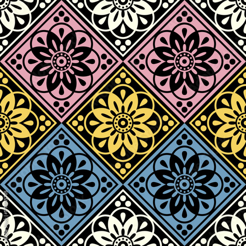 Abstract floral pattern, regular geometric order, seamless vector