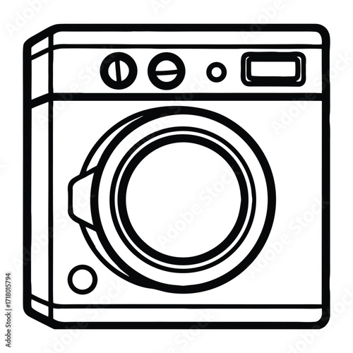 Silhouette of washing machine isolated on a white background
