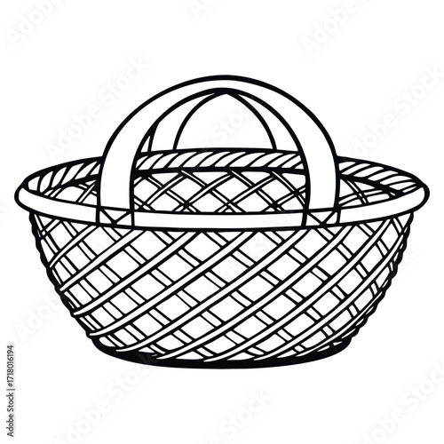 Silhouette of wicker basket isolated on a white background