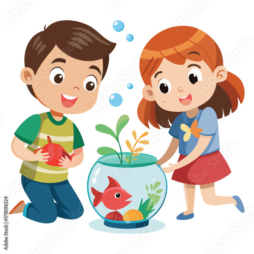 Kids and fishbowl