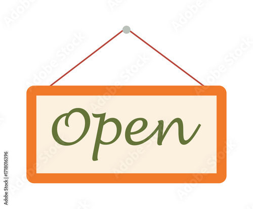 Hanging open sign for business stores welcoming customers and transactions