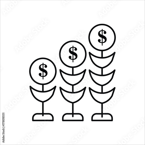 profit icons. simple line vector