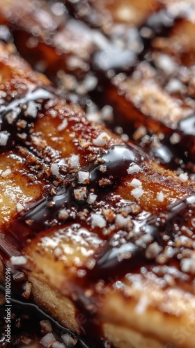 Close-Up of Delicious Dessert with Chocolate and Sprinkles.