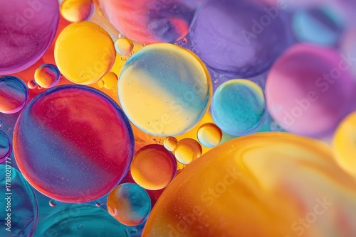 Colorful Abstract Spheres - A Macro View of Vibrant Liquids.