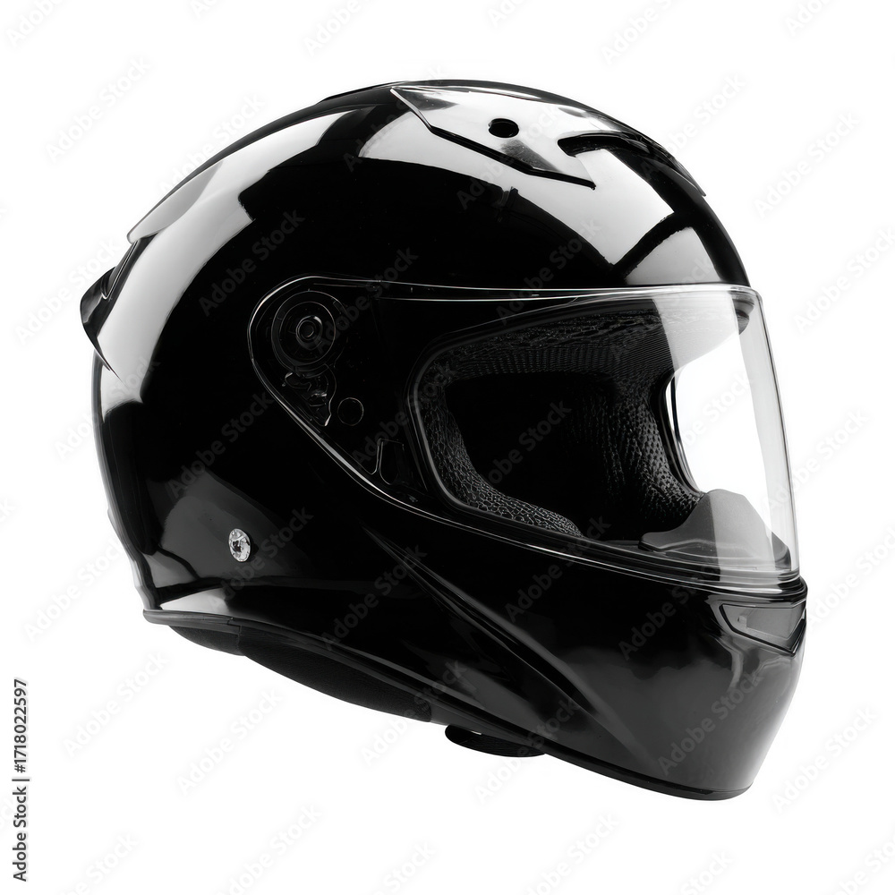Fototapeta premium Isolated Black Motorcycle Helmet [Transparent Background PNG].