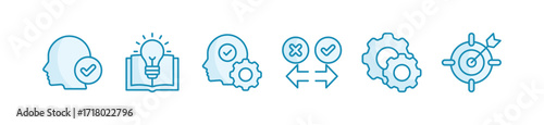 Competence icon packs, a concept of skills and knowledge. experience, knowledge, skills, behavior, performance, goals Vector illustration with keywords and icons.