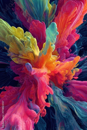 Colorful Ink Explosion - A Vibrant Abstract Art Piece.