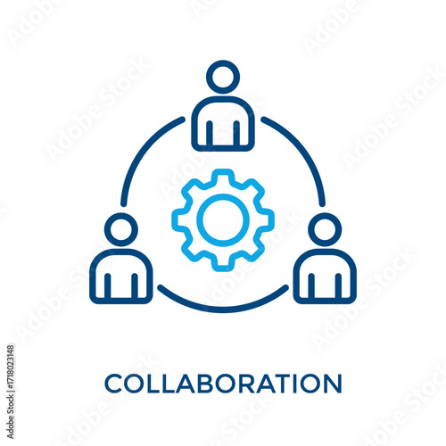 Collaboration Icon Outline Color Style. Vector Illustration For Graphic Design