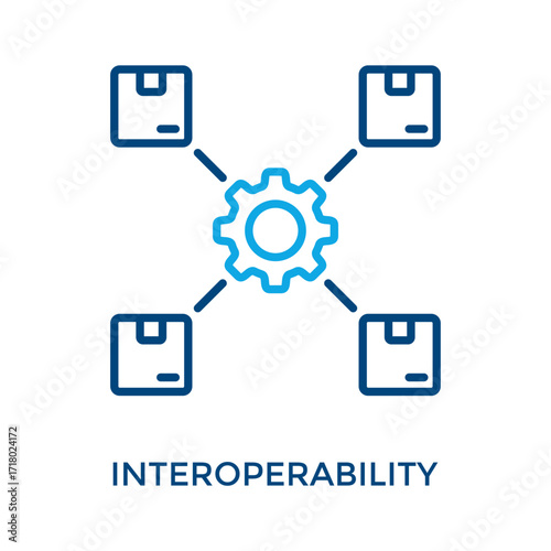 Interoperability Icon Outline Color Style. Vector Illustration For Graphic Design