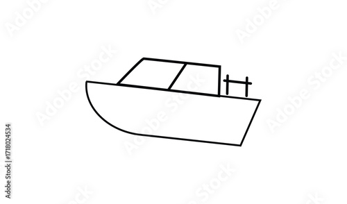 Simple outline drawing of a motorboat on a white background