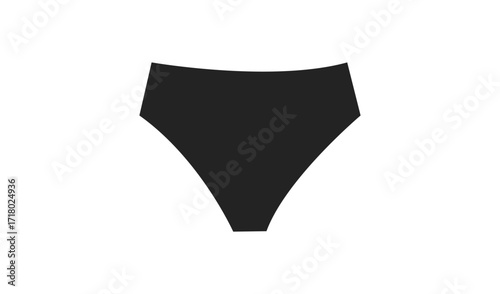 High waisted black bikini bottoms isolated on white background