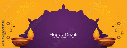 Happy Diwali religious festival celebration artistic beautiful banner vector