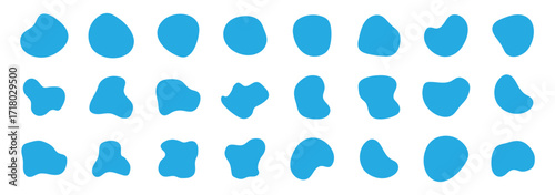 Modern liquid irregular blob shape abstract elements graphic flat style design fluid vector illustration set.
