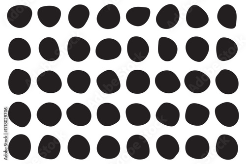 Blob shape vector illustration set. Random blob shapes. Organic black blobs of irregular shape. Abstract blotch, inkblot and pebble silhouettes, simple liquid. Vector illustration.