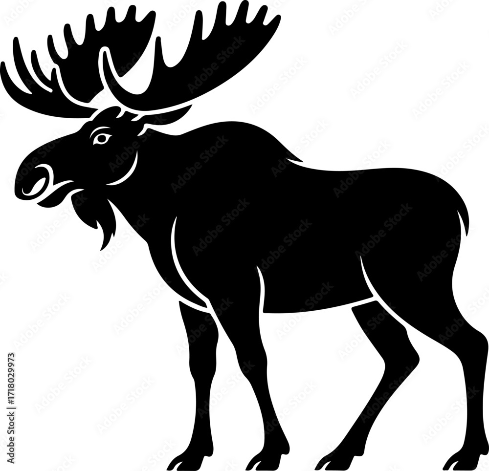 Fototapeta premium Moose black silhouette vector illustration