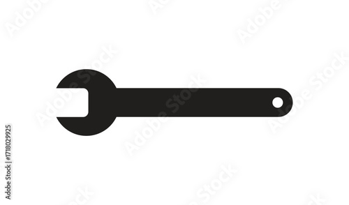 Simple black silhouette of a combination wrench tool