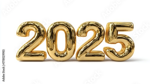 New Year 2025 numbers isolated on white background