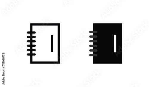 Simple spiral notebook icon in white and black