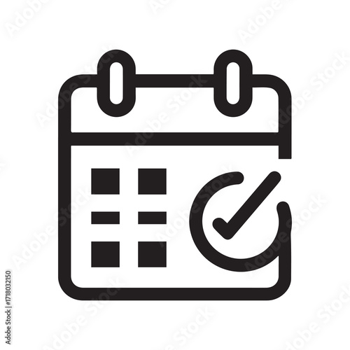 Black Calendar Date Checkmark icon Outlined Appointment Scheduler icon