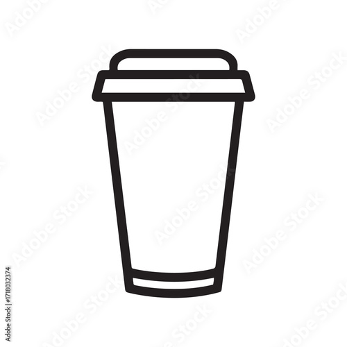 Black Outline Coffee Cup with Lid Icon