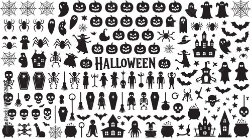 Halloween festival silhouette icon collection