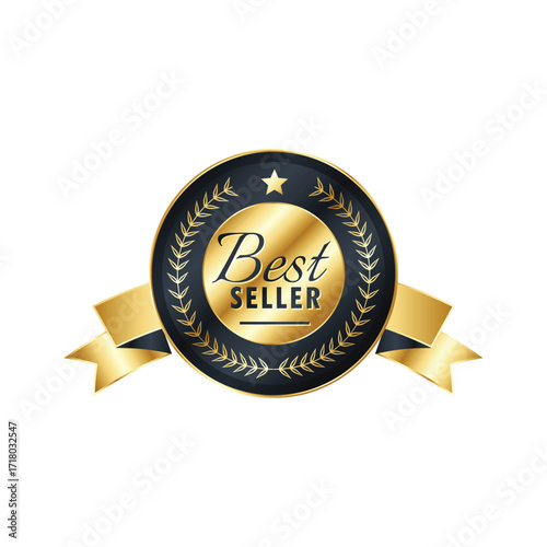 Best seller golden label badge design