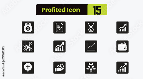 monetary profit set of line-style web icons. Collection of money earning linear icons. include savings, finance, investment, growth, earnings, payments, management, and more. Changeable stroke