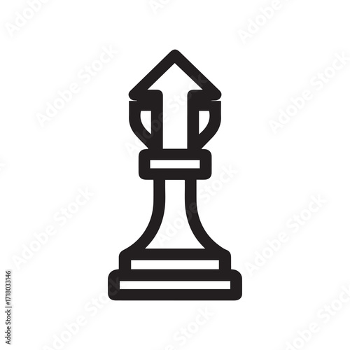 Chess Bishop Piece Minimalist Icon Black Outline