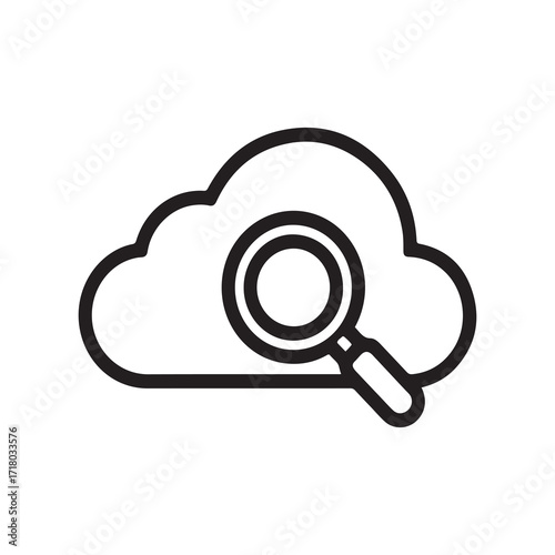 Cloud Searching Icon with Magnifying Glass Symbol Design