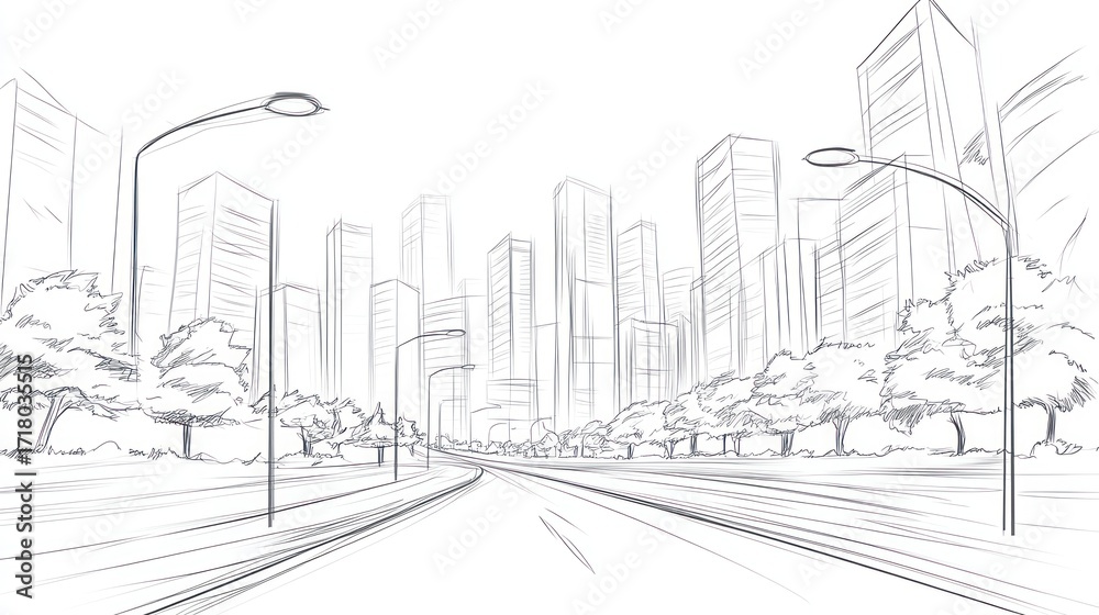 Fototapeta premium Urban sketch cityscape outline