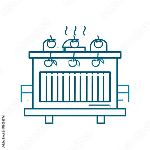 Steaming Oven with Hanging Tomatoes Culinary Icon for Food and Kitchen Concepts