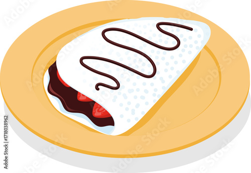 Tapioca with strawberry and chocolate - typical brazilian fast food derived from cassava roots, commonly used in desserts