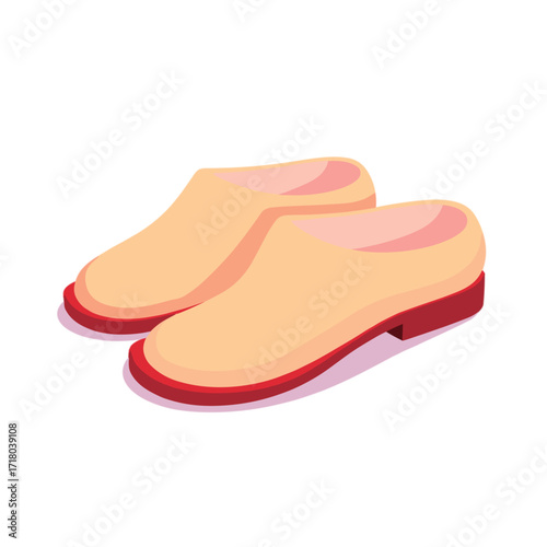 Slip-on shoes with red soles in illustrative style  