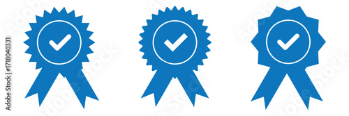 Verified badge icon tick symbol vector approved check mark icon. Blue checkmark icons - Certificate badge Quality certify icon