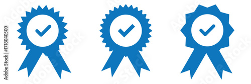 Verified badge icon tick symbol vector approved check mark icon. Blue checkmark icons - Certificate badge Quality certify icon